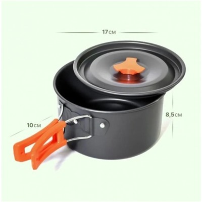 Набор походной посуды 3 в 1 с крышками, складные ручки