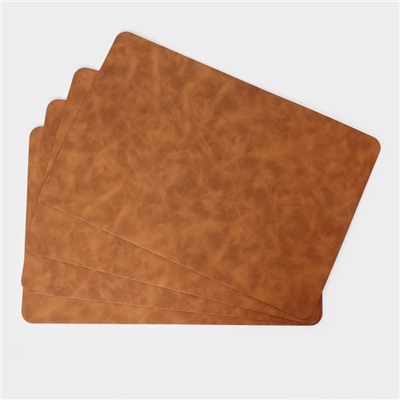 Салфетки сервировочные Magistro, 4 шт., экокожа, 45×30 см, коричневые