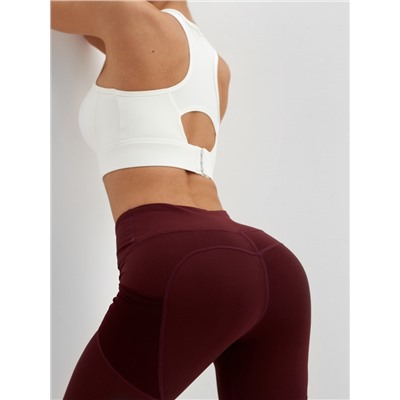 Легинсы спортивные женские MINAKU: SPORTLY, бордовые, размер 48