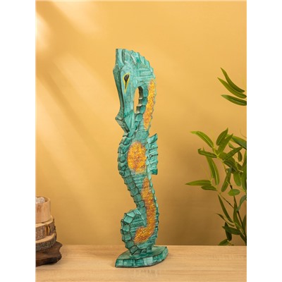 Сувенир интерьерный «Морской конь», 18×9×60 см, дерево, зелёный