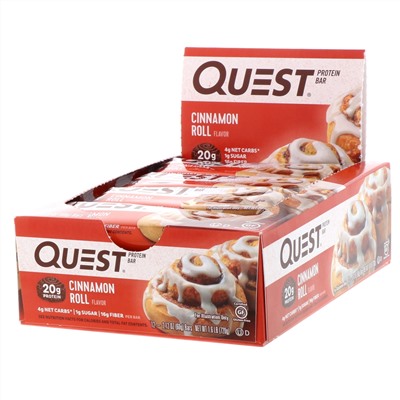 Quest Nutrition, Питательный батончик, со вкусом корицы, 12 шт., 60 г (2,12 унции) каждый