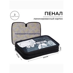 Пенал школьный, 2 секции, 12.5×20.5×4 см«Аниме принт»
