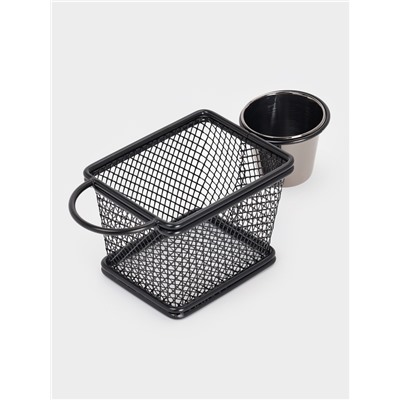 Корзинка для картофеля фри Доляна «Ночь», с соусником d=5 см, чёрная, соусник микс