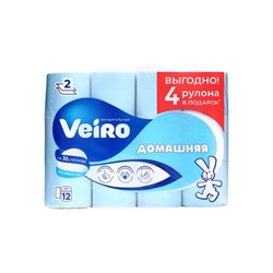Бумага туалетная Veiro «Домашняя», 2 слоя, 12 рулонов