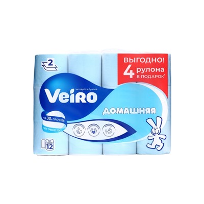 Бумага туалетная Veiro «Домашняя», 2 слоя, 12 рулонов