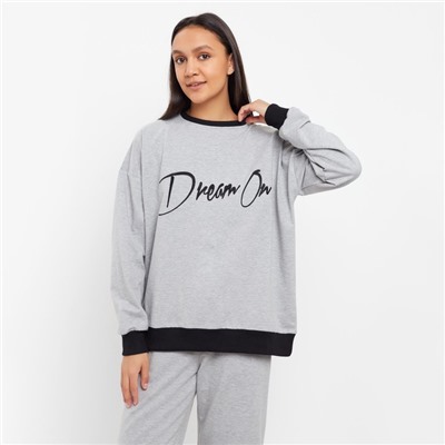 Костюм женский (свитшот, брюки) MINAKU: Casual Collection, размер 42, серый