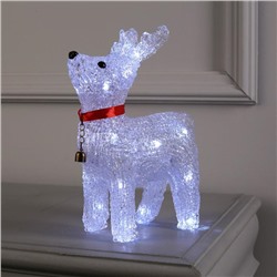 Светодиодная фигура «Олень с колокольчиком» 18×25×8 см, акрил, 20 LED, батарейки ААх2 (не в комплекте), свечение белое