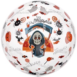 Шар с клапаном (18''/46 см) Сфера, Хэллоуин, Смерть с косой, Прозрачный, Кристалл, 1 шт. в уп.