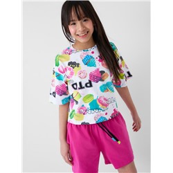 Комплект трикотажный для девочек: фуфайка (футболка), шорты