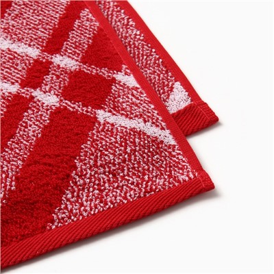 Полотенце махровое «Этель. Клетка», 70×130 см, хлопок 100%, красное