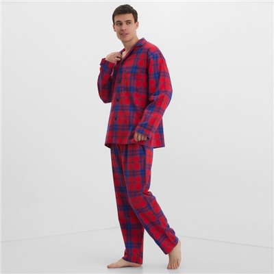 Пижама мужская из фланели (рубашка и брюки) KAFTAN, размер 54