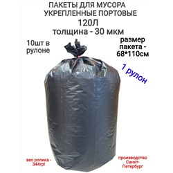 Пакеты д/мусора Чистюля 120л.30мкмУ