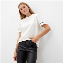 Футболка с черным кантом женская Basic line, молочная, размер 50