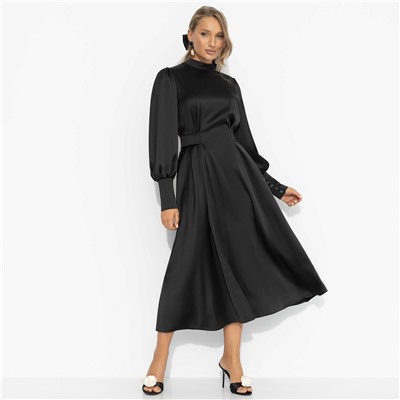 Платье приталенное из атласа, Притяжение элегантности (чёрная магия)