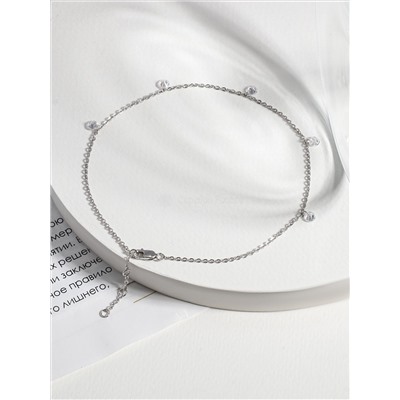 Браслет на ногу из серебра с фианитами родированный 561015_001