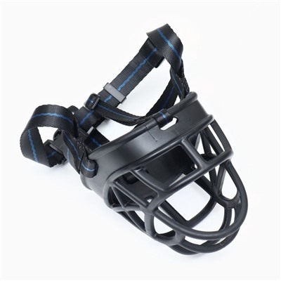 Намордник для собак №5, ДН 12 см, ОМ 35 см, с трехсторонним ремешком, каучук, чёрный