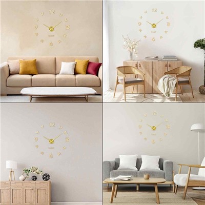 Часы настенные интерьерные большие, 3d «Бабочки», плавный ход, наклейка, d-70 см