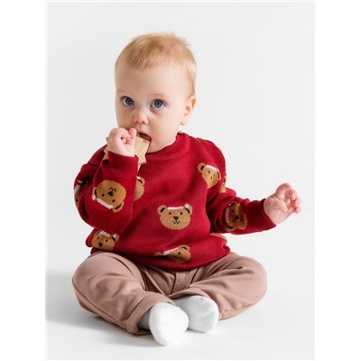 Джемпер вязаный новогодний «Крошка Я. Новогодние медвежата», рост 68-74 см, красный