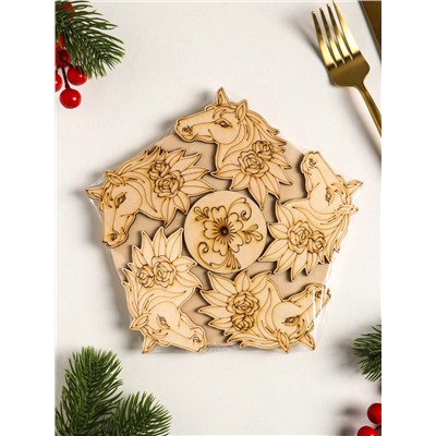 Подставка под горячее «Лошадь в цветах», 20 см, можжевельник