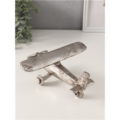 Фигурка полистоун «Ретро самолёт. Моноплан», серебро с патиной, 21×21×9 см