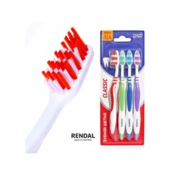 Зубная щётка Rendal Classic, средней жёсткости, 4 шт.