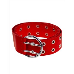 Ремень женский с люверсами из искусственной кожи, цвет  красный