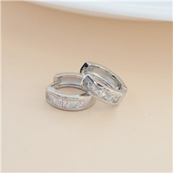 Серьги кольца дорожка ювелирная бижутерия покрытие посеребрение, вставка: фианиты, цвет: прозрачный, арт.213.465