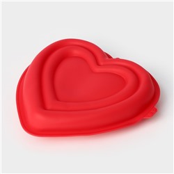Форма для муссовых десертов и выпечки Доляна «Сердце», силикон, 22×20×7 см, МИКС