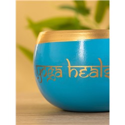 Свеча в чаше Yoga heal the soul, 200 г, 8.5×7 см, соевый воск, голубая