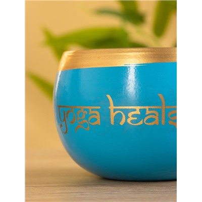 Свеча в чаше Yoga heal the soul голубая, соевый воск 200 гр 8,5х7 см