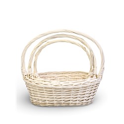 Корзина плетёная для хранения Tenda, с ручкой, белая, набор 3 шт.