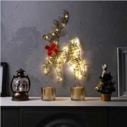 Светодиодная фигура «Олень» 28×47.5 см, металл, от батареек ААх3, свечение тёплое белое