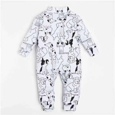 Комбинезон Крошка Я «Dogs», рост 68-74 см, цвет белый