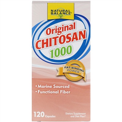 Natural Balance, классический хитозан, 1000 мг, 120 капсул