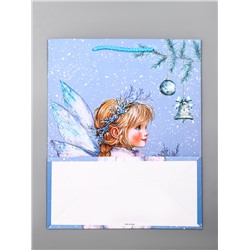 Пакет подарочный новогодний ламинированный, «Новогодний ангел», 26×12×32 см
