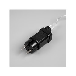 Гирлянда «Мишура» 50 м роса, IP44, серебристая нить, 1500 LED, 8 режимов, свечение тёплое белое, 36 В