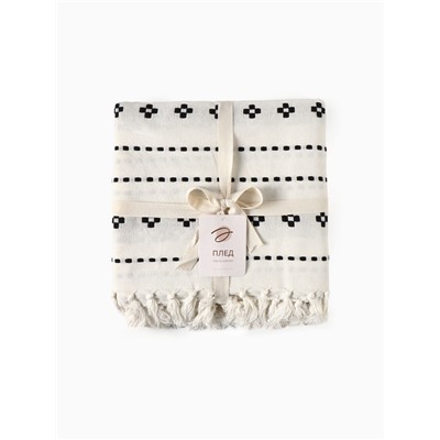 Плед с кисточками «Этель. Графический узор», 130×160 см, хлопок 100%