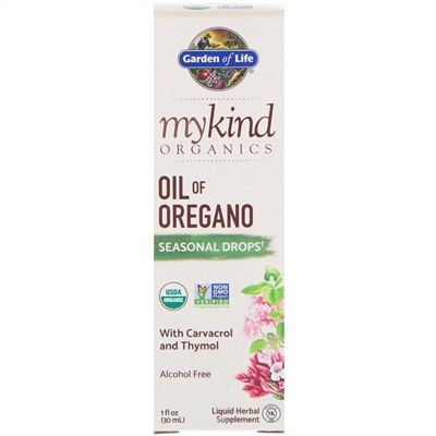 Garden of Life, MyKind Organics, масло орегано, сезонные капли, 30 мл (1 жидк. унция)
