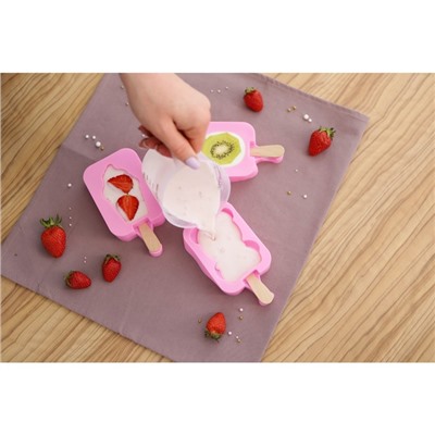 Форма для мороженого Доляна «Мишутка», силикон, 14×8×2.5 см, цвет розовый