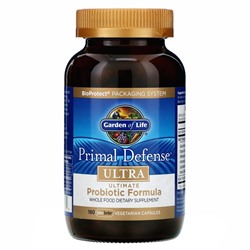 Garden of Life, Primal Defense, Ultra, универсальная пробиотическая формула, 180 вегетарианских капсул UltraZorbe