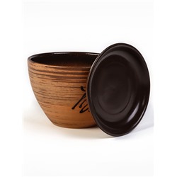 Горшок для цветов «Восток», 1.65 л, d=17 см, h=13 см, керамика, с поддоном, коричневый