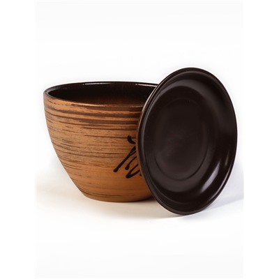 Горшок для цветов «Восток», 1.65 л, d=17 см, h=13 см, керамика, с поддоном, коричневый