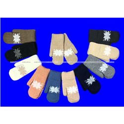 Варежки женские двойные шерстяные Снежинка арт. 6527
