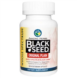 Amazing Herbs, Black Seed, Original Plain, 100 вегетарианских капсул