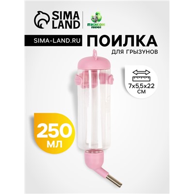 Поилка для грызунов «Пижон», 250 мл, розовая