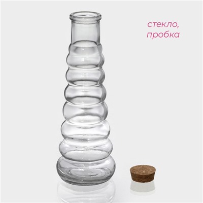 Бутылка для соусов и масла Доляна «Парфе. Гармонь», 400 мл, 21.8×7.5 см, с пробковой крышкой, стекло, прозрачная