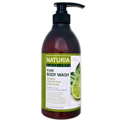Naturia Гель для душа с мятой и лаймом 750мл Pure Body Wash Wild Mint & Lime
