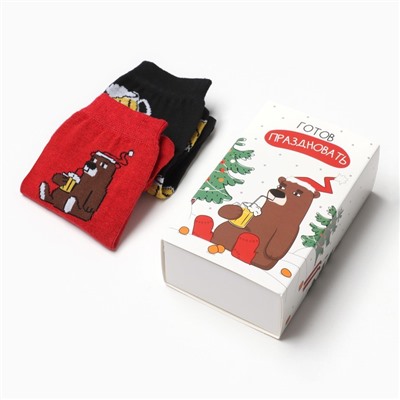 Носки мужские новогодние KAFTAN «Готов праздновать» 2 пары, размер 41-44 (27-29 см)