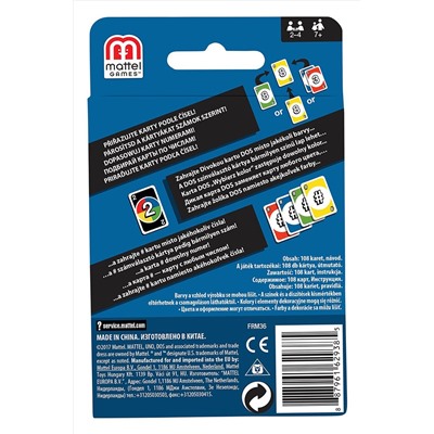 Uno Карточная игра DOS MATTEL, 267804