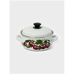 Кастрюля эмалированная «Вишнёвый сад», 2 л, d=20.4 см, белая